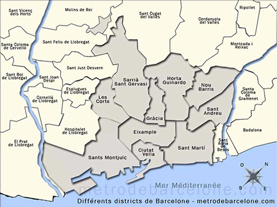 barcelona neighborhoods map