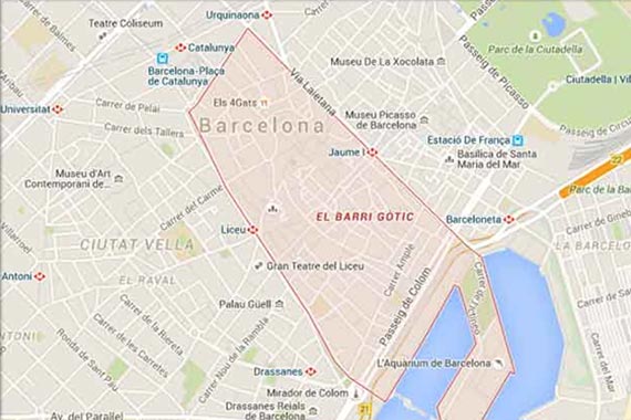 Barcelona gothic quarter map