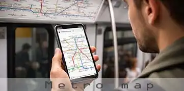 Barcelona metro map with monuments