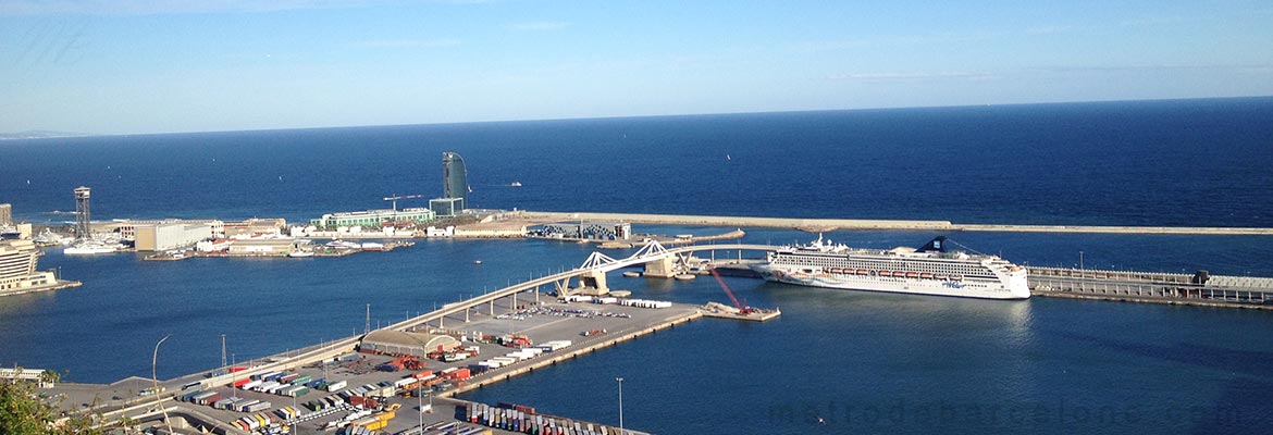 Barcelona puerto de cruceros viesta desde Montjuic