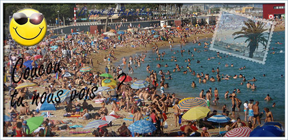 carte postale plage Barcelone